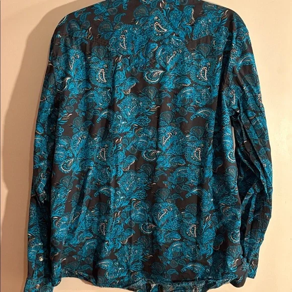 Men's Blue Paisley Western Button Up Shirt Cody James Authentic Western Wear - Picture 9 of 17